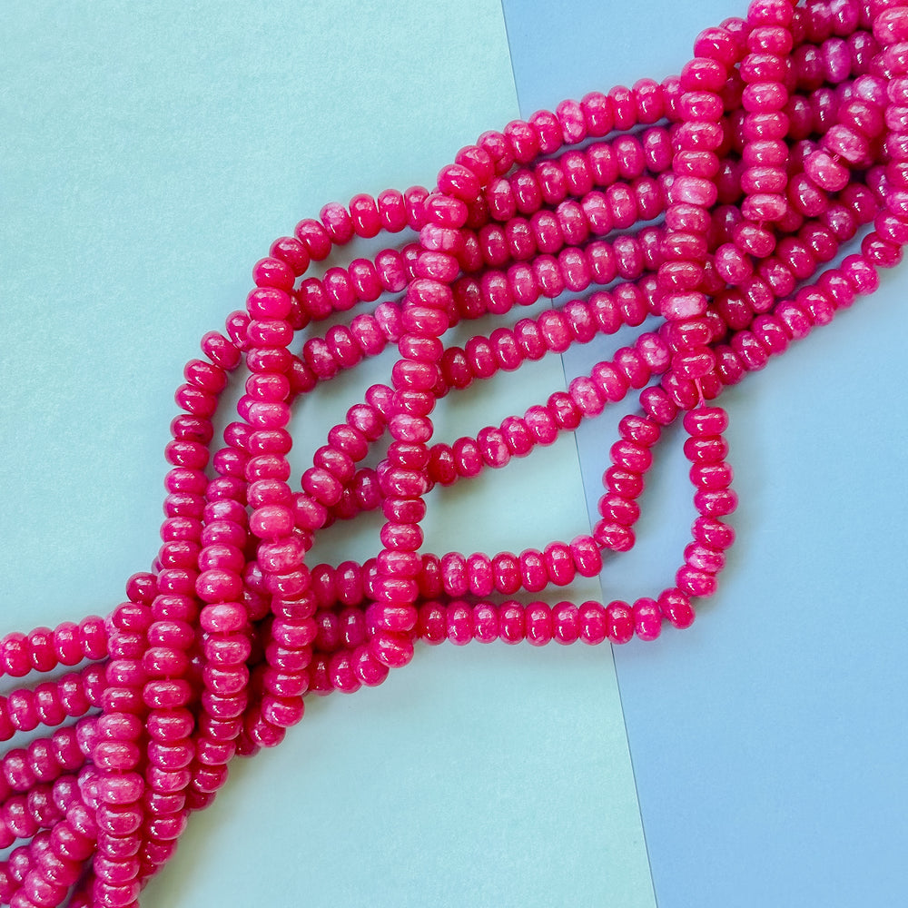 8mm Ruby Smooth Dyed Jade Rondelle Strand