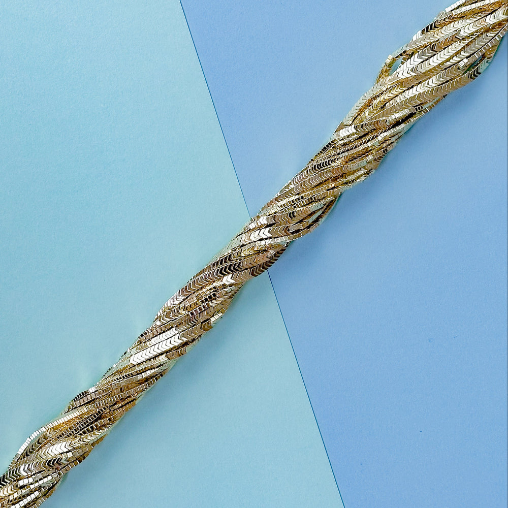4mm Gold Hematite Flat Herringbone Strand