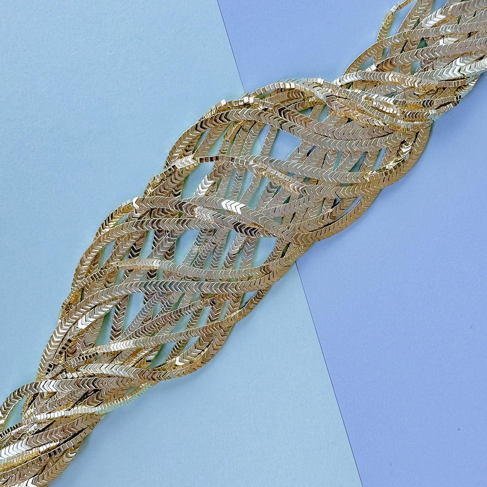 4mm Gold Hematite Flat Herringbone Strand