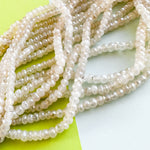 5mm Cream Faceted Chalcedony Pearlescent Coated Rondelle Strand