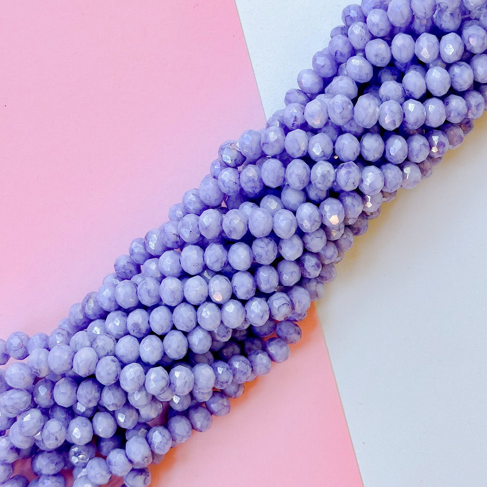 8mm Iris Swirl Diamond Crystal Rondelle Strand