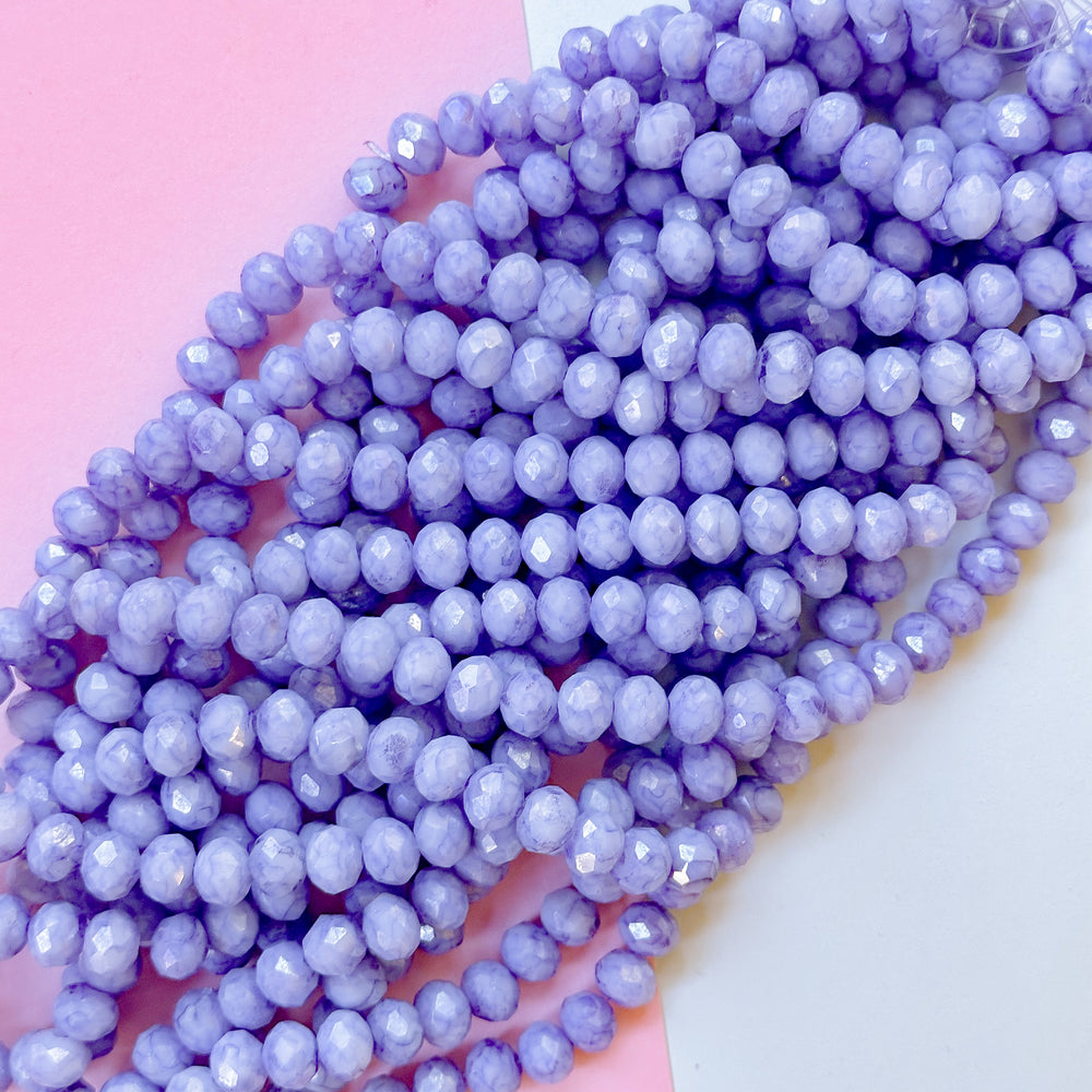 8mm Iris Swirl Diamond Crystal Rondelle Strand