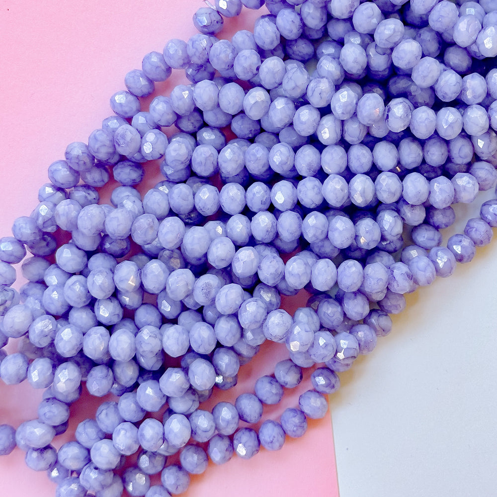 8mm Iris Swirl Diamond Crystal Rondelle Strand