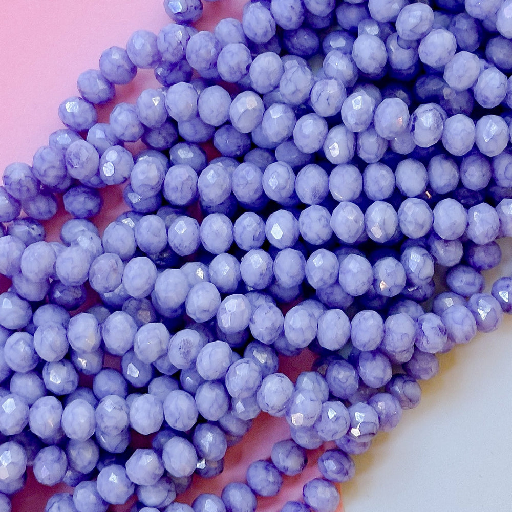 8mm Iris Swirl Diamond Crystal Rondelle Strand