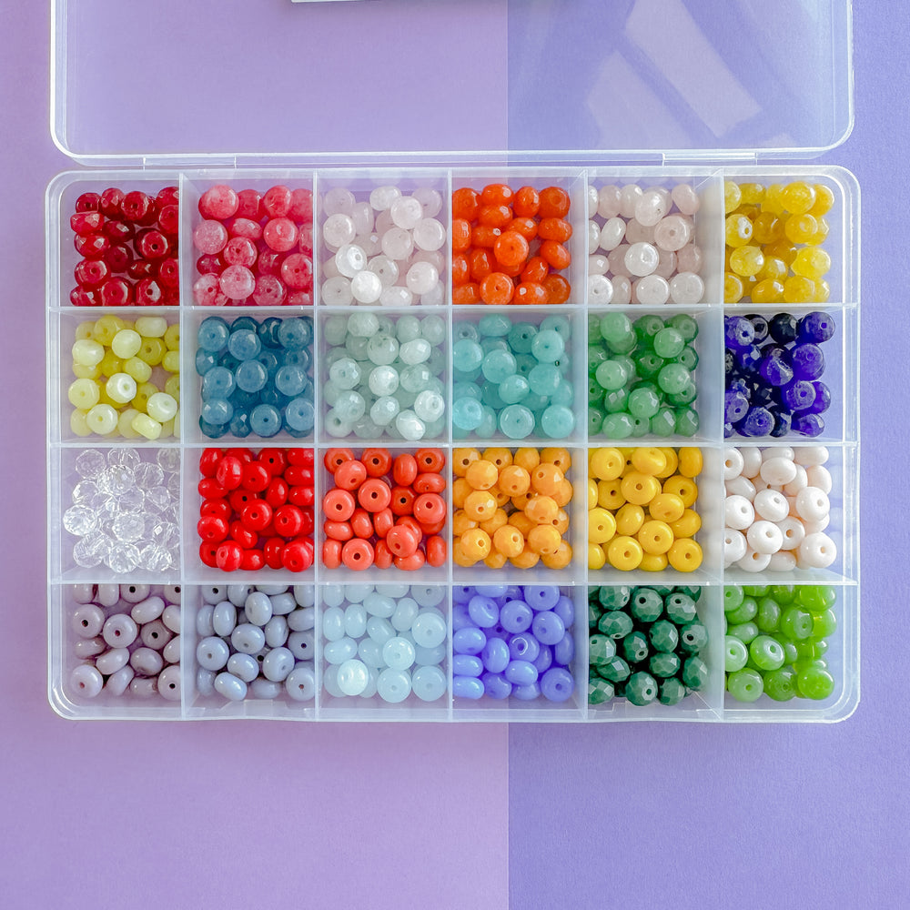Cute beads kit, Rainbow shaped box, Assorted clay and acrylic beads