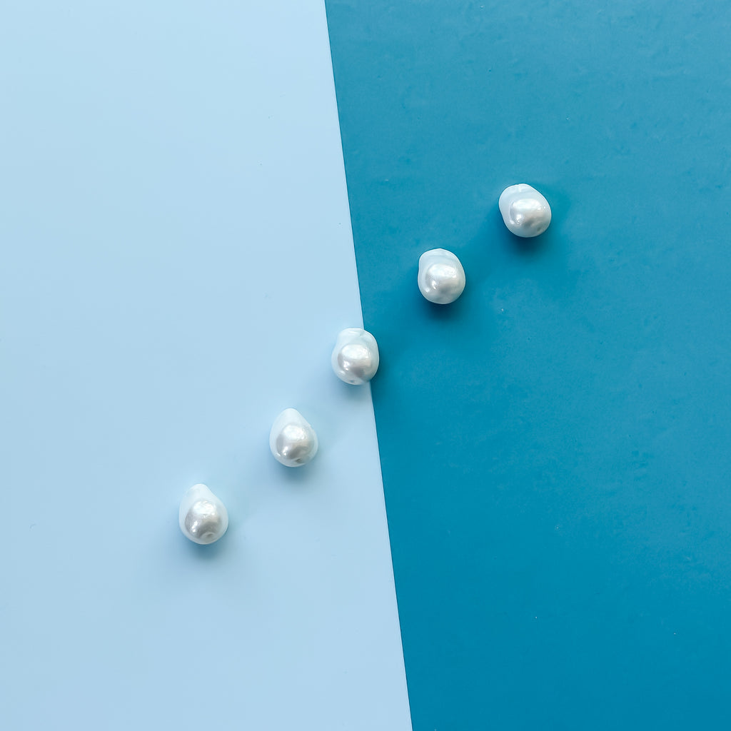12mm White Baroque Shell Pearls - 5 Pack – Beads, Inc.