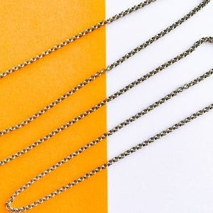 
                
                    Load image into Gallery viewer, 3mm Electroplated Distressed Silver Rolo Chain
                
            
