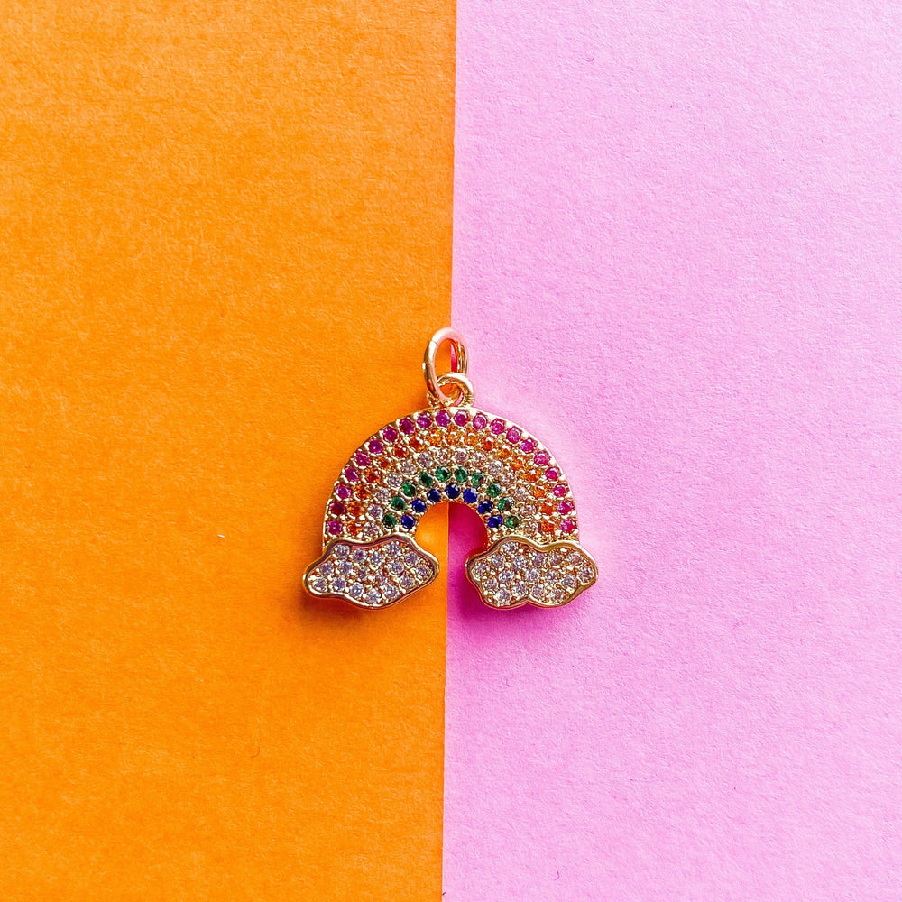 
                
                    Load image into Gallery viewer, 18mm Gold Pave Rainbow Charm
                
            
