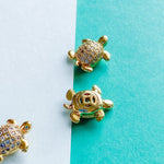 12mm Gold Pave Crystal Turtle Bead