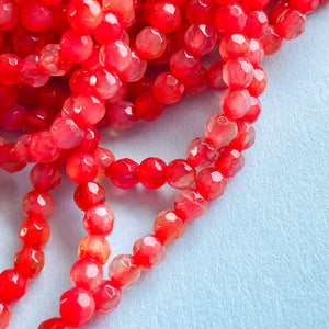 4mm Neon Red Optic Agate Strand