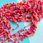 6mm Neon Pink Medley Agate Faceted Round Strand