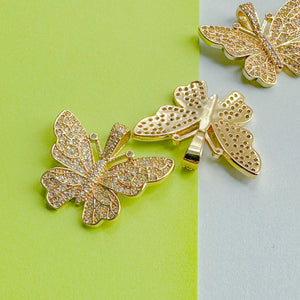 25mm Gold Plated Pave Butterfly Charm