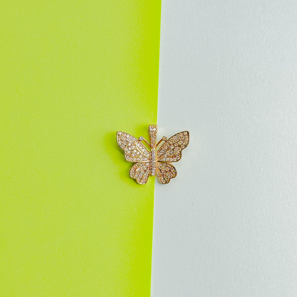 25mm Gold Plated Pave Butterfly Charm