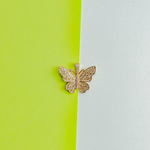 25mm Gold Plated Pave Butterfly Charm