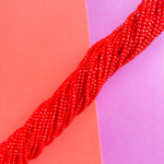 3mm Bright Red Faceted Crystal Rondelle Strand