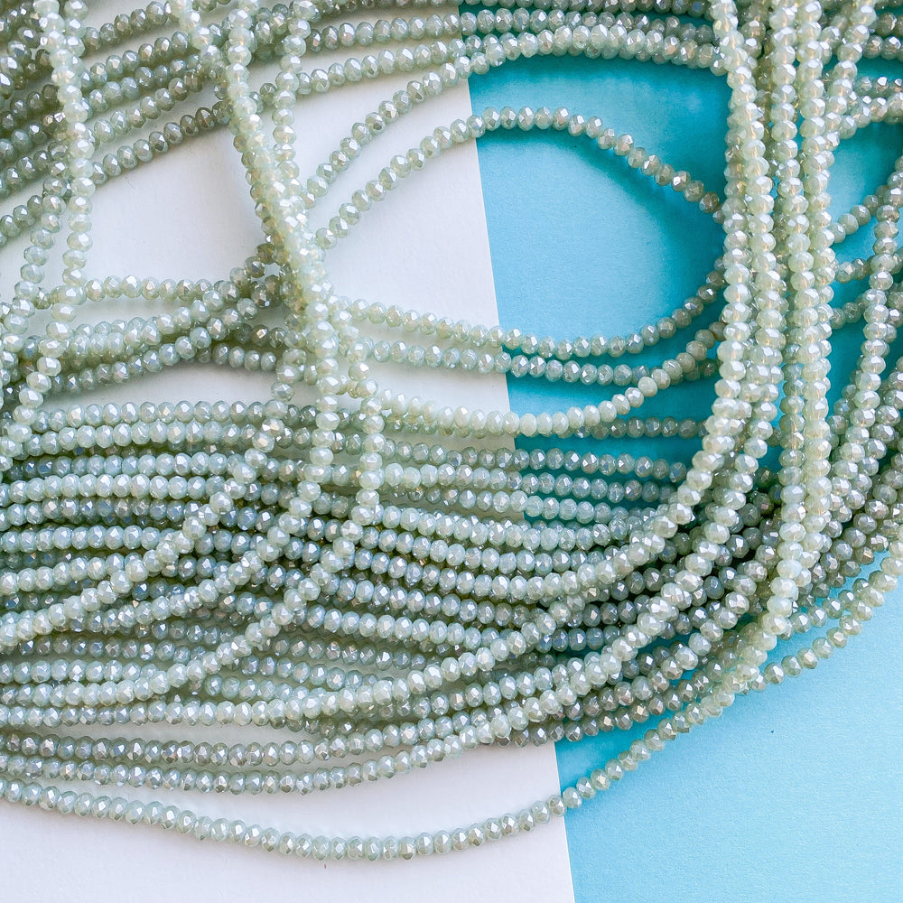 3mm Magic Seafoam Faceted Crystal Rondelle Strand