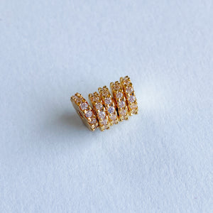 
                
                    Load image into Gallery viewer, 8mm Gold Pave Slim Roller Rondelle Bead 5 Pack
                
            