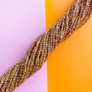 3mm Rose Gold Two-Tone Faceted Chinese Crystal Rondelle Strand