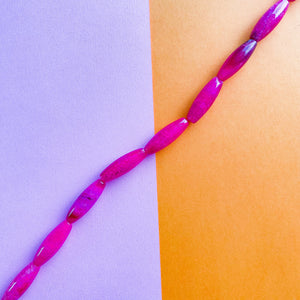 10mm Electric Pink Dyed Agate Barrel Strand