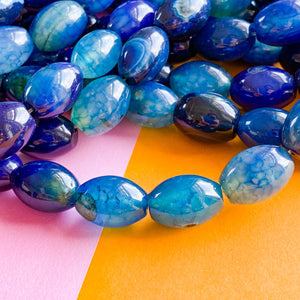 12mm Blueberry Dyed Agate Barrel Strand