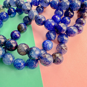 10mm Blue Agate Faceted Round Strand