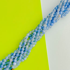 6mm Light Blue Faceted Agate Round Strand