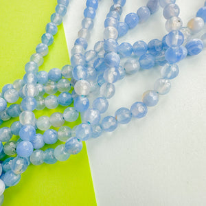 6mm Light Blue Faceted Agate Round Strand