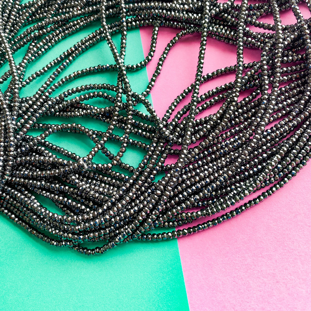 4mm Faceted Hematite Rondelle Strand – Beads, - Main Image