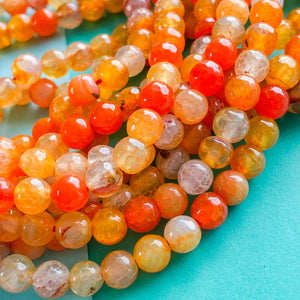 6mm Tangelo Orange Agate Faceted Round Strand