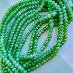 8mm Clover Green Faceted Dyed Jade Rondelle Strand