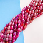 10mm Raspberry Pink Smooth Dyed Agate Barrel Strand