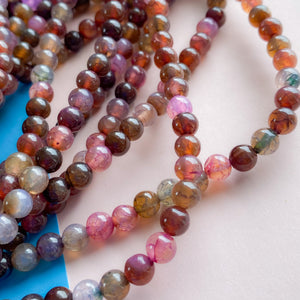 
                
                    Load image into Gallery viewer, 6mm Berry Brown Agate Round Strand
                
            