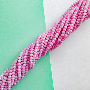 
                
                    Load image into Gallery viewer, 4mm Pink Swirl Diamond Crystal Rondelle Strand
                
            