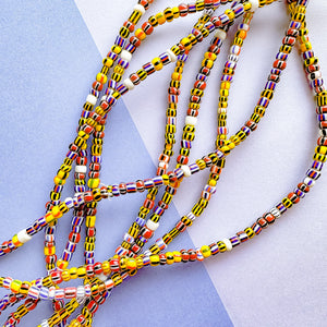 
                
                    Load image into Gallery viewer, 6mm Striped Multi African Glass Seed Bead Strand
                
            
