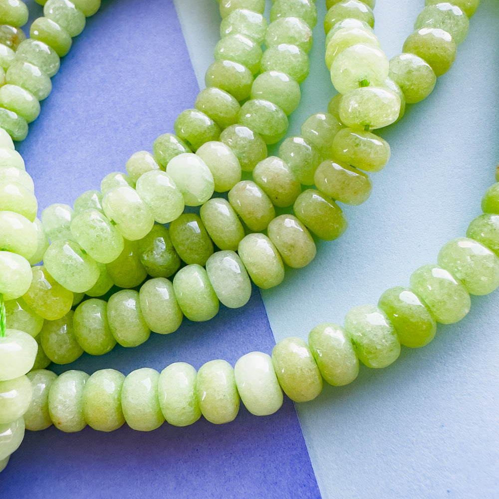 8mm Apple Green Faceted Dyed Jade Rondelle Strand