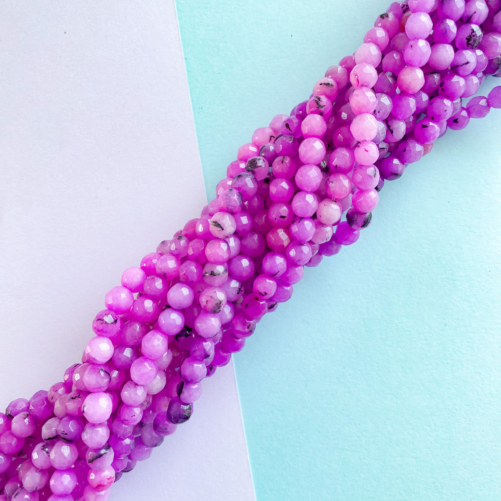 6mm Magenta Faceted  Agate Round Strand