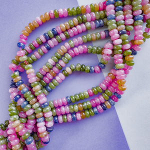 
                
                    Load image into Gallery viewer, 8mm Jewel Candy Smooth Dyed Jade Rondelle Strand
                
            