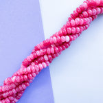 8mm Berry Pink Smooth Dyed Jade Rondelle Strand