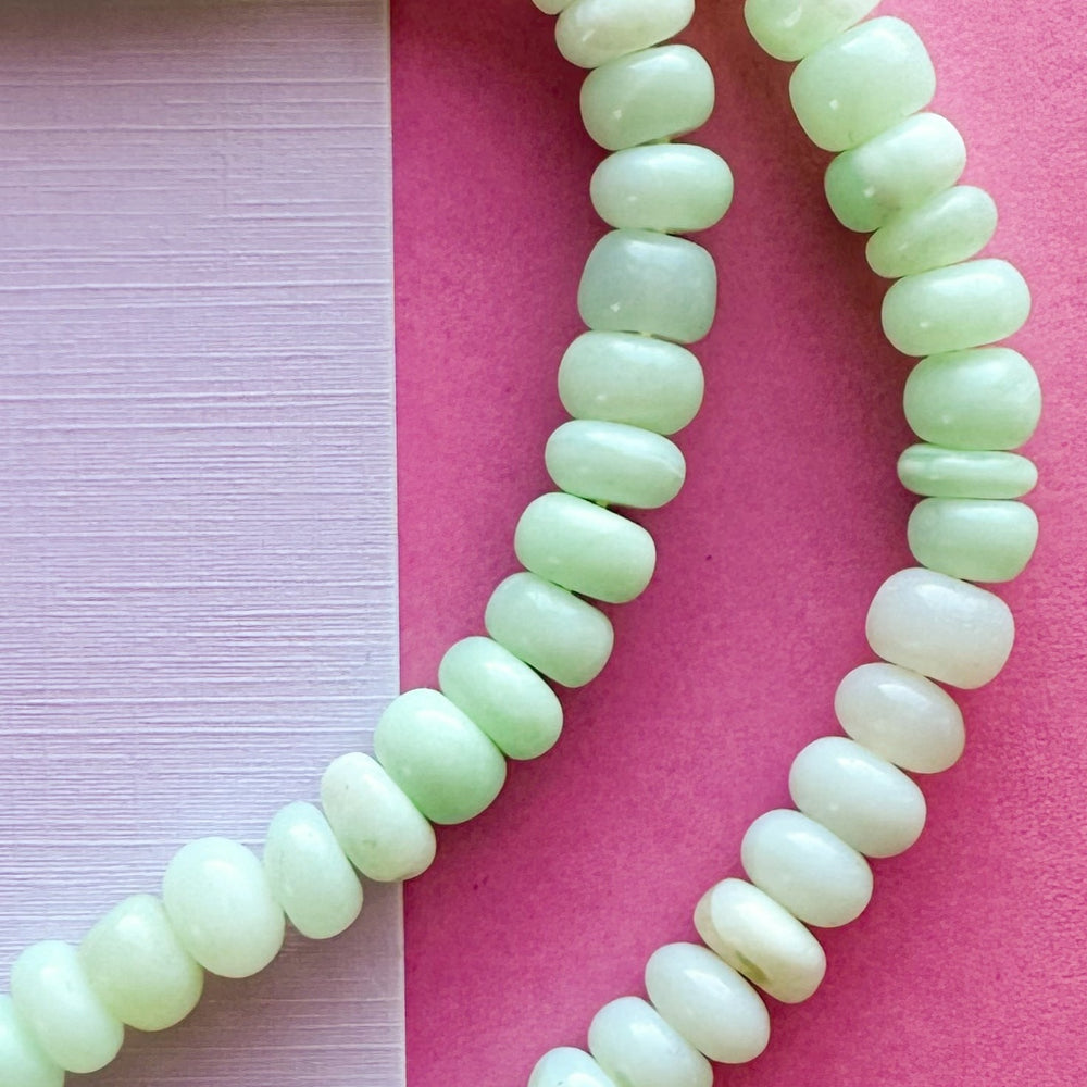 8mm Smooth Mint Green Dyed Opal Rondelle Strand