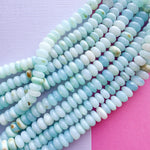 9mm Smooth Light Blue Dyed Opal Rondelle Strand