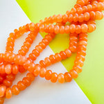 8mm Orange Blossom Smooth Dyed Jade Rondelle Strand