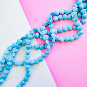 8mm Faceted Turquoise Heart Strand