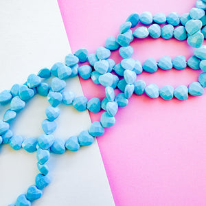 8mm Faceted Turquoise Heart Strand