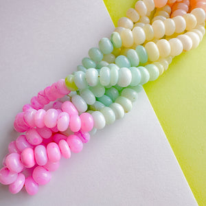 10mm Smooth Pastel Ombre Rainbow Dyed Opal Rondelle Strand