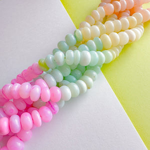 10mm Smooth Pastel Ombre Rainbow Dyed Opal Rondelle Strand