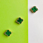 16mm Synthetic Green Malachite Quatrefoil Gold Connector Charm