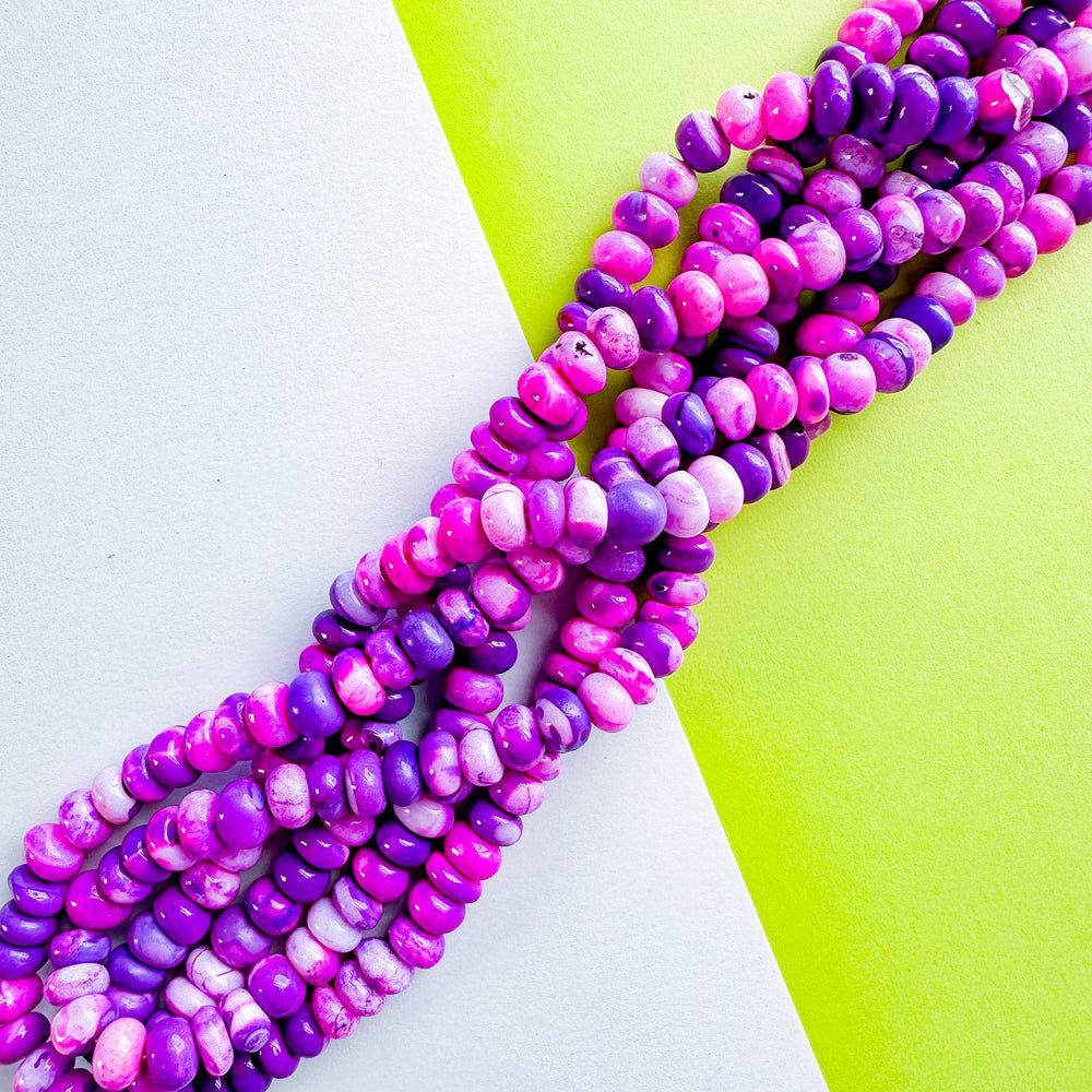 6mm Smooth Violet Purple Dyed Opal Rondelle Strand