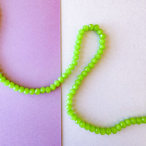 6mm Lime Green Faceted Crystal Rondelle Strand
