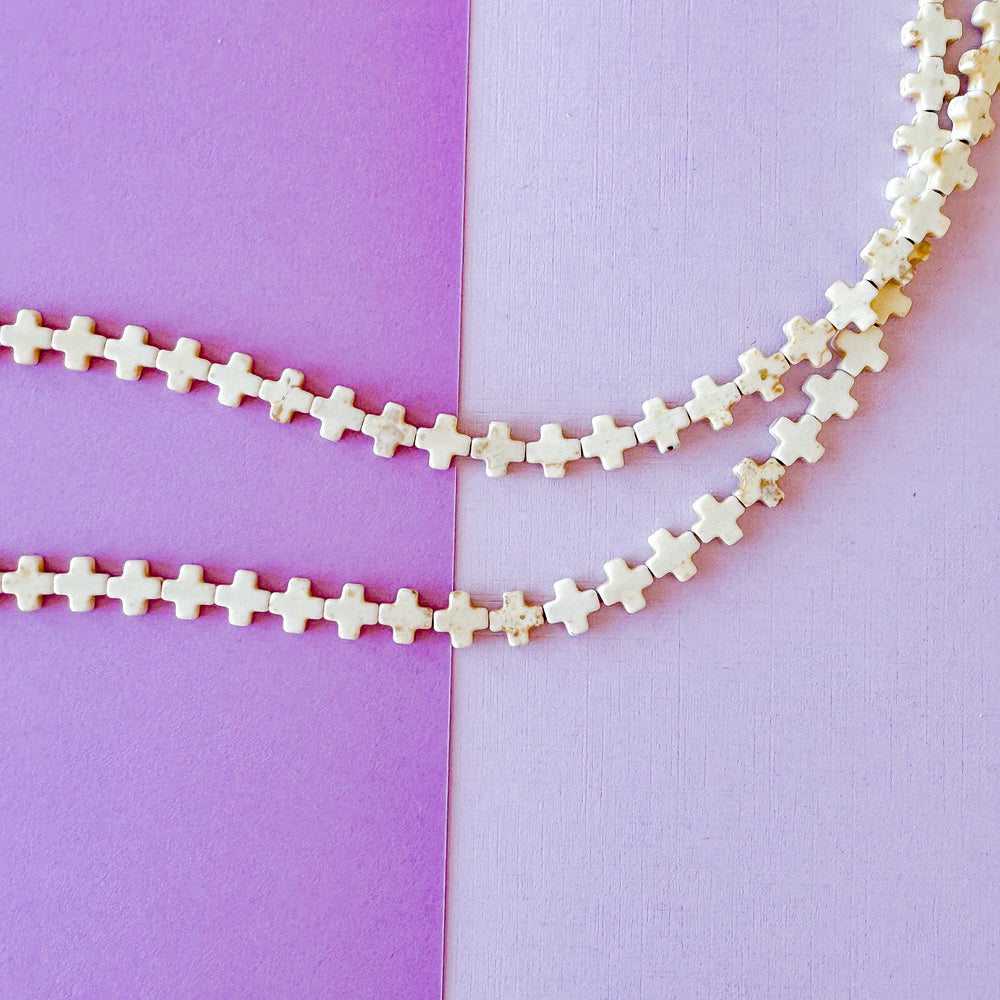 8mm White Magnesite Cross Strand - Beads, Inc.