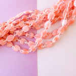 16mm Clear and Pink Oval Smooth Czech Glass Strand